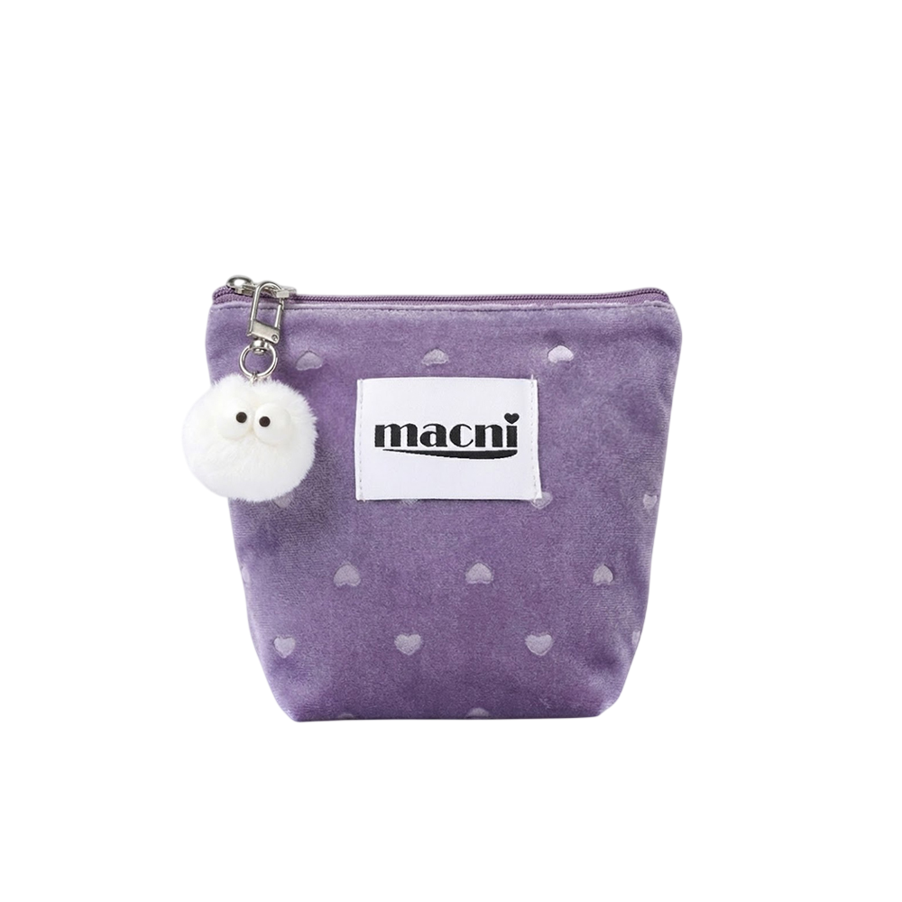 마크니 하트 벨벳 스탠디 파우치 라벤더(MACNI Heart Velvet Standy Pouch Lavender)