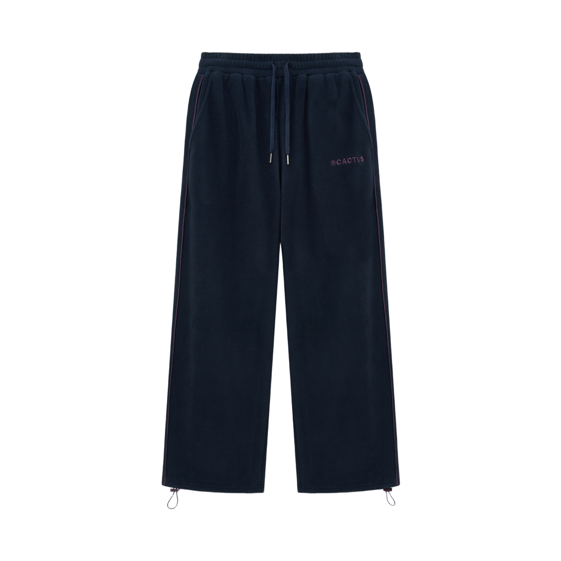 25FWCDMPT03NV Cactusdonutmarket Embroidery Piping Fleece Sweat Pants-Navy