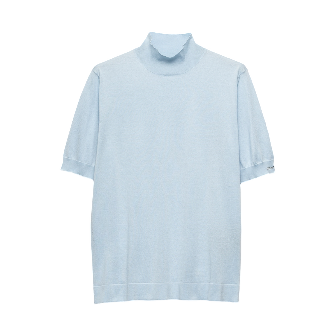 UMR681-1811-F0012 Prada Short-Sleeved Cotton Sweater Sky Blue