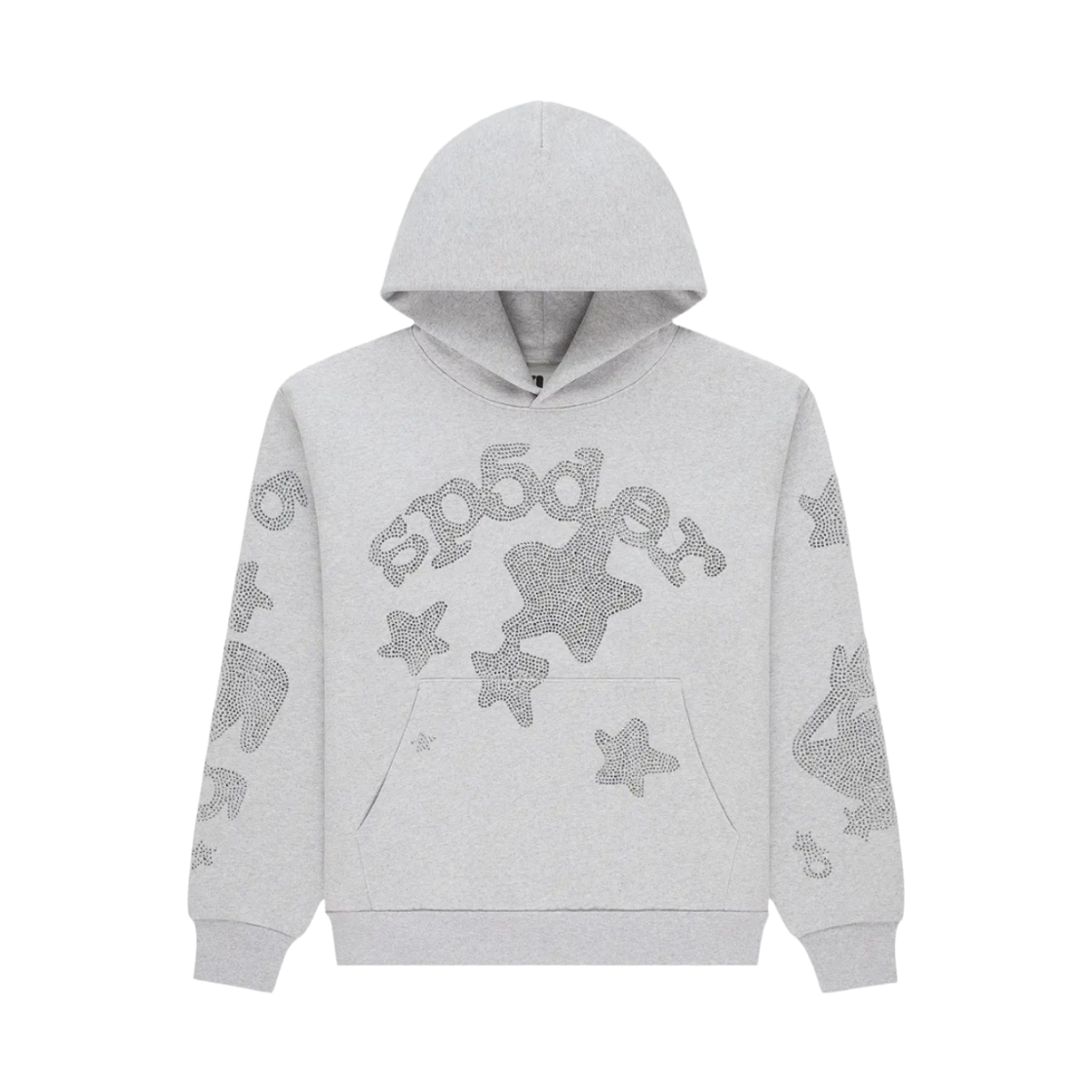 - Sp5der Rhinestone Hoodie Heather Grey