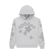 Sp5der Rhinestone Hoodie Heather Grey