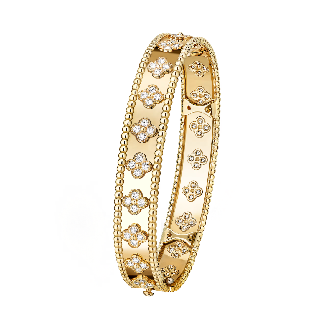 반 클리프 & 아펠 뻬를리 클로버 브레이슬릿 미디움 모델 18K 옐로우 골드 다이아몬드(Van Cleef & Arpels Perlee Clovers Bracelet Medium Model 18K Yellow Gold Diamond)