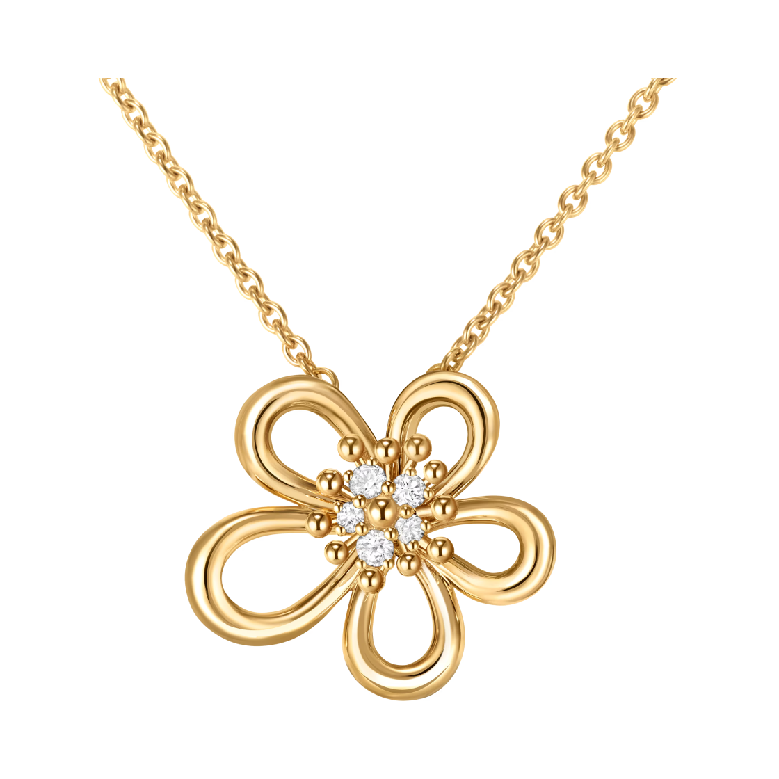VCARPME200 Van Cleef & Arpels Flowerlace Pendant 18K Yellow Gold Diamond