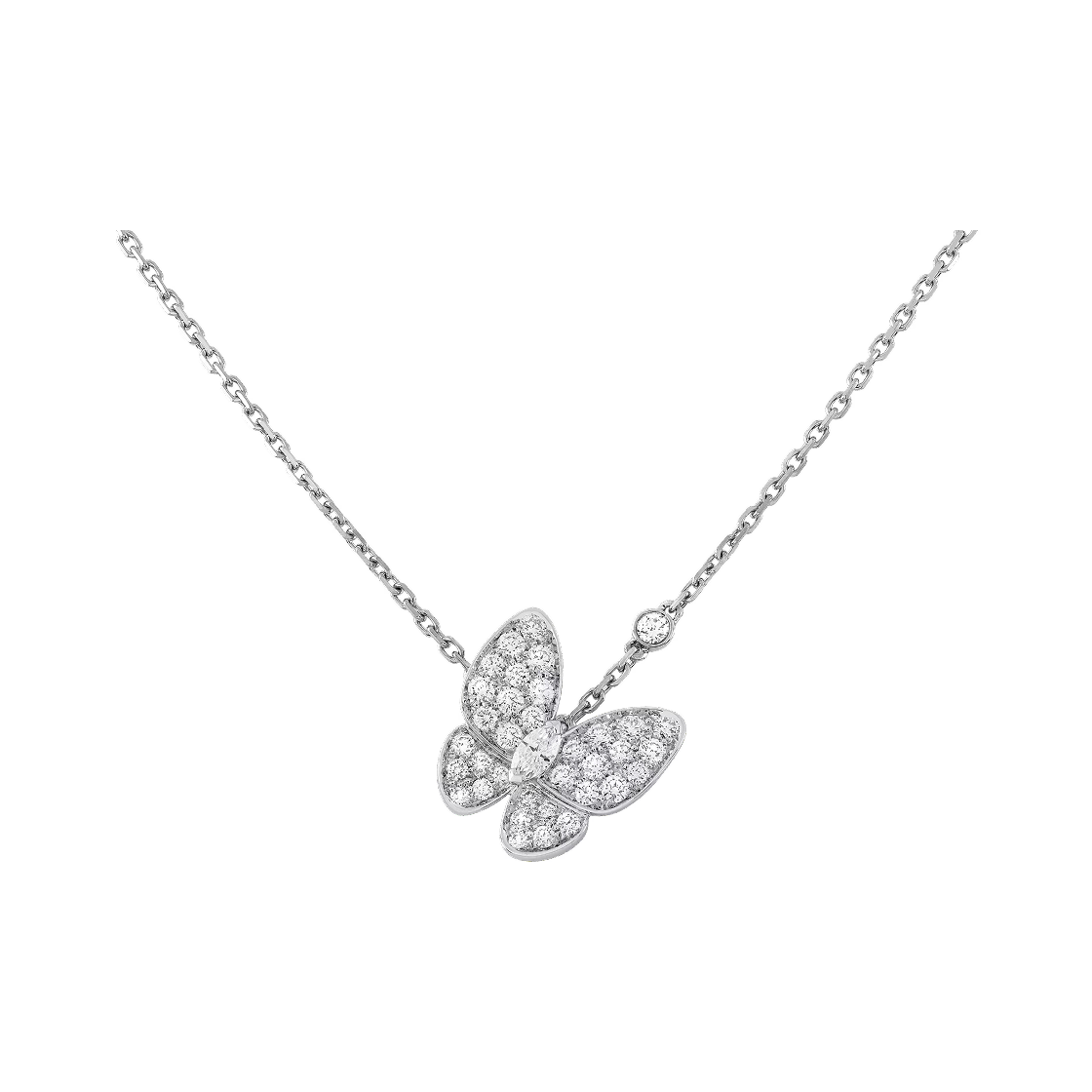 반 클리프 & 아펠 투 버터플라이 펜던트 18K 화이트 골드 다이아몬드(Van Cleef & Arpels Two Butterfly Pendant 18K White Gold Diamond) - 1