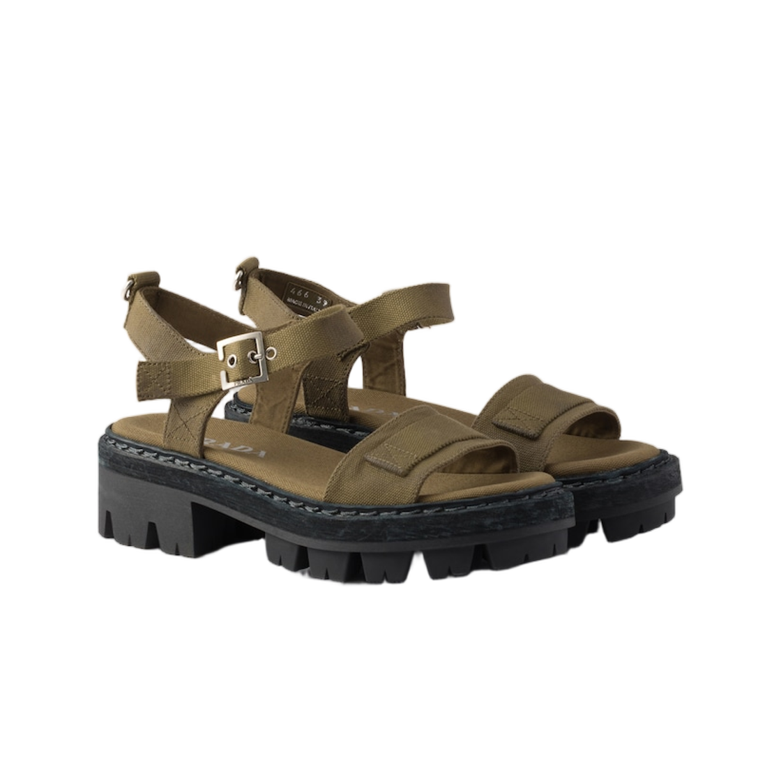 (W) 프라다 캔버스 샌들 밀리터리 그린((W) Prada Canvas Sandals Military Green) - 2