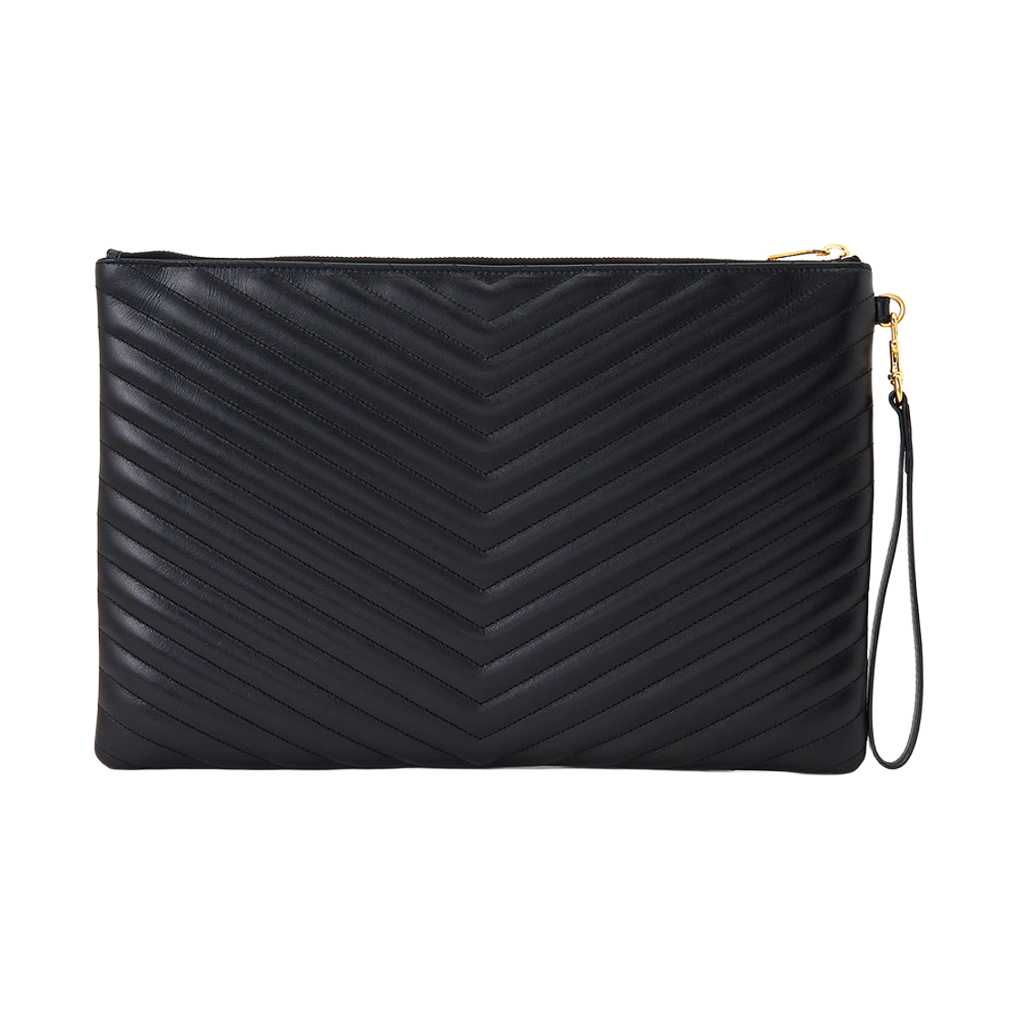 [25% 쿠폰] 생로랑 마틀라세 레더 골드 모노그램 도큐먼트 홀더 블랙([25% 쿠폰] Saint Laurent Gold Monogram Document Holder in Matelasse Leather Black) - 4