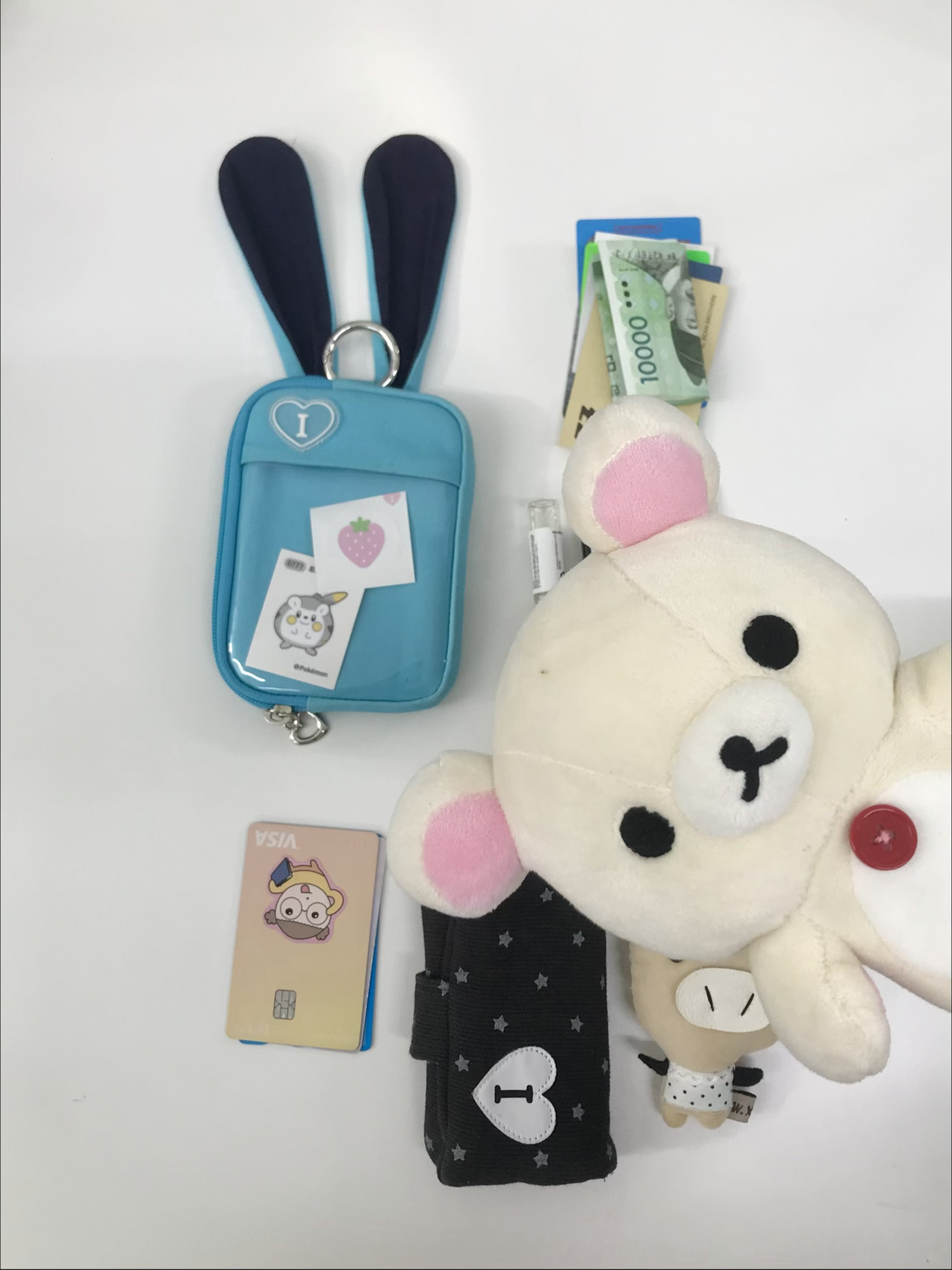 Isummerly Bunny Card Wallet Mint 착용 스타일