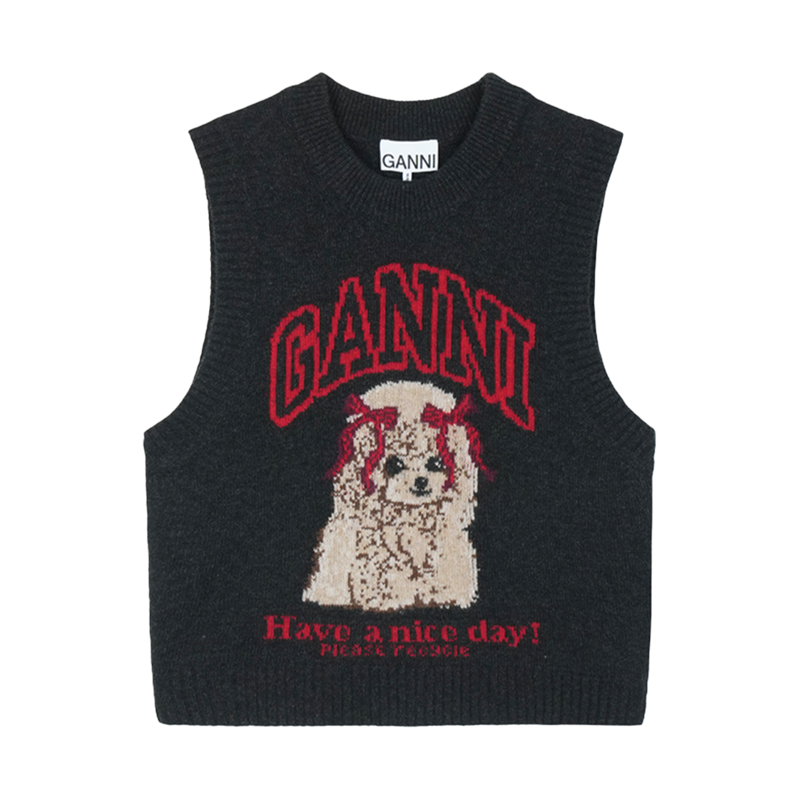 A1070044-052 [20% 쿠폰] (W) Ganni Graphic Wool Vest Black Sand