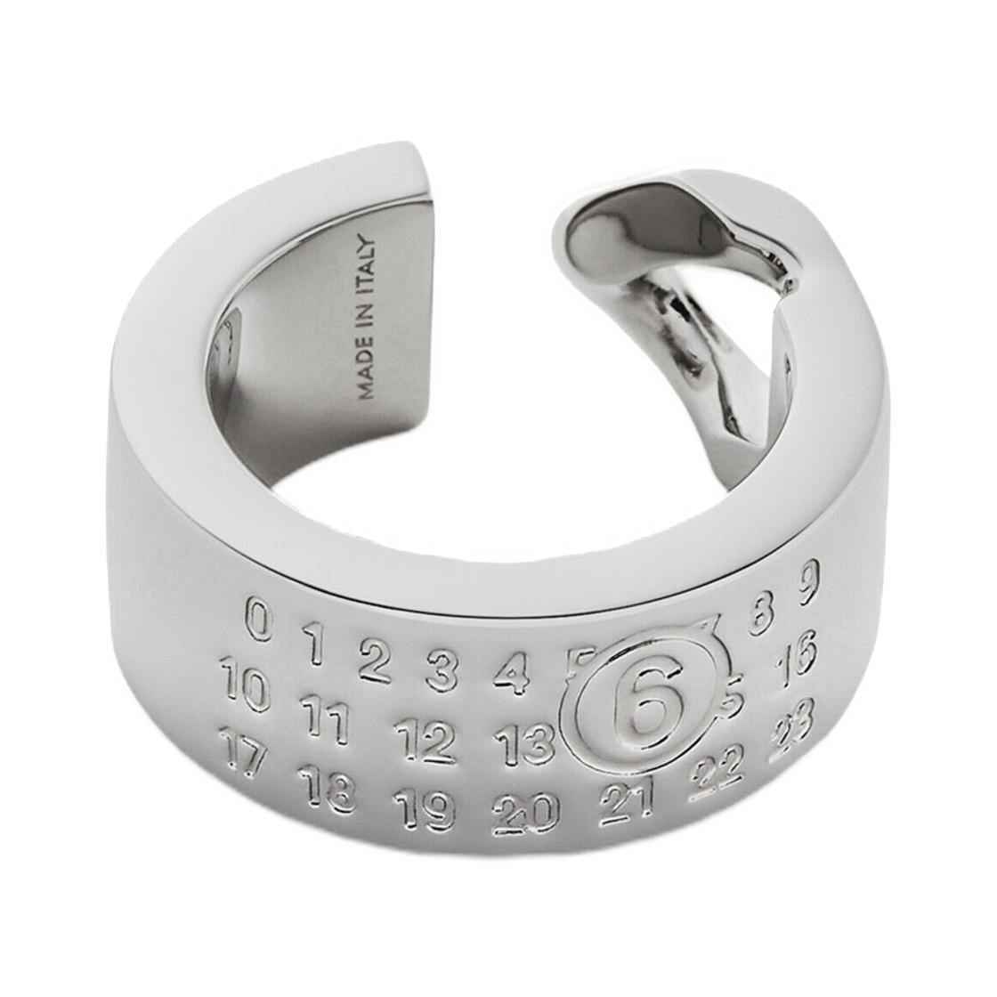SM6UQ0103P8371951 MM6 Maison Margiela Minimal Numeric Cuff Ring Polished Palladio