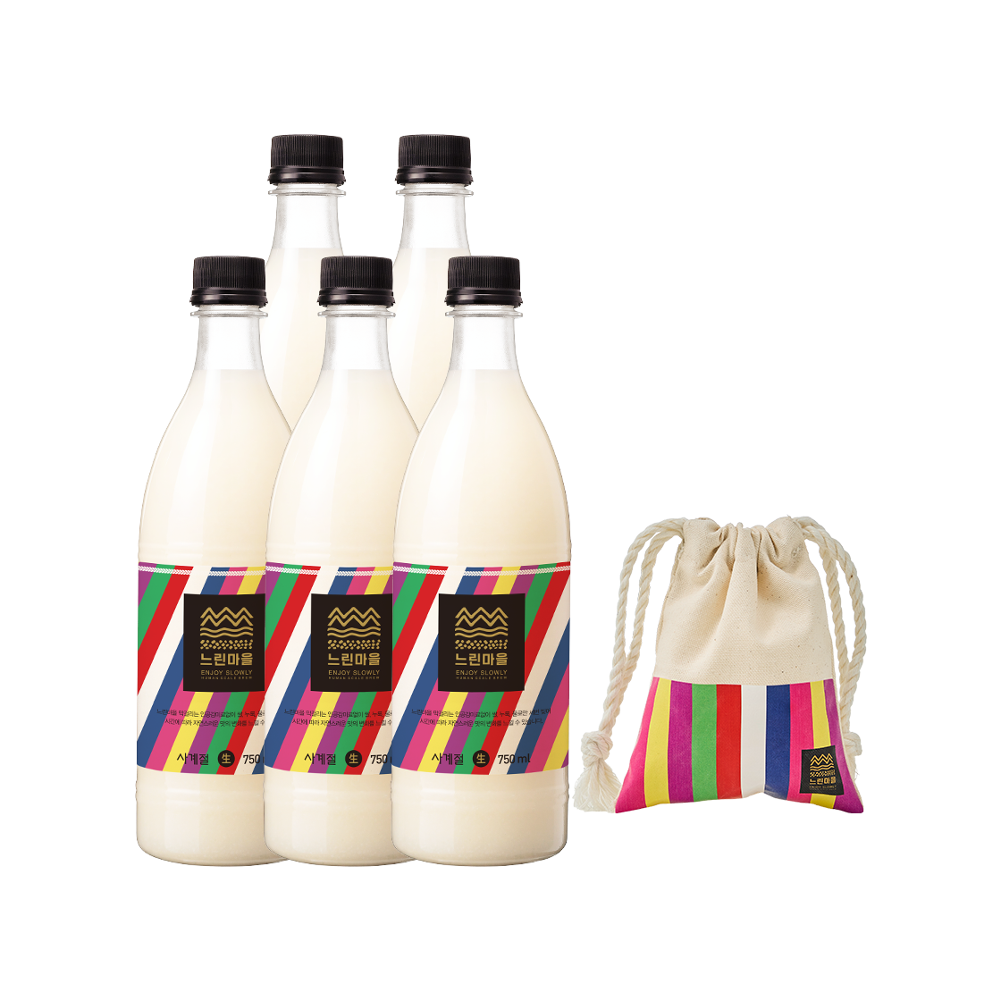 41 [복주머니 증정] Slow Village Premium Fresh Makgeolli "Four Seasons" 750ml 5 Btl