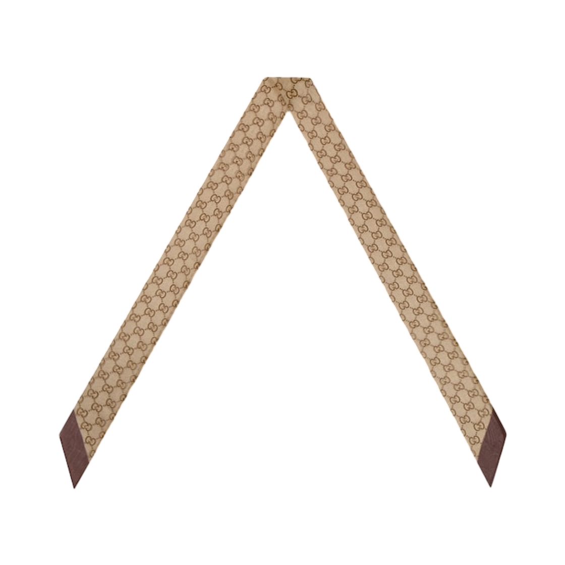 (W) 구찌 프린티드 실크 시폰 리본 브라운 라이트 브라운((W) Gucci Printed Silk Chiffon Ribbon Brown Light Brown) - 1