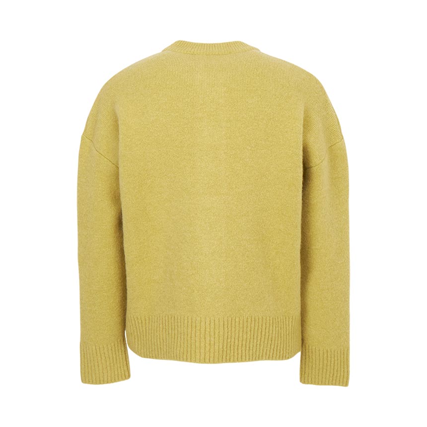 [17% 쿠폰] 아미 빅 하트 로고 알파카 니트 가디건 라임 그린 오프 화이트([17% 쿠폰] AMI de Coeur Cardigan in Alpaca Knit Lime Green Off White) - 3