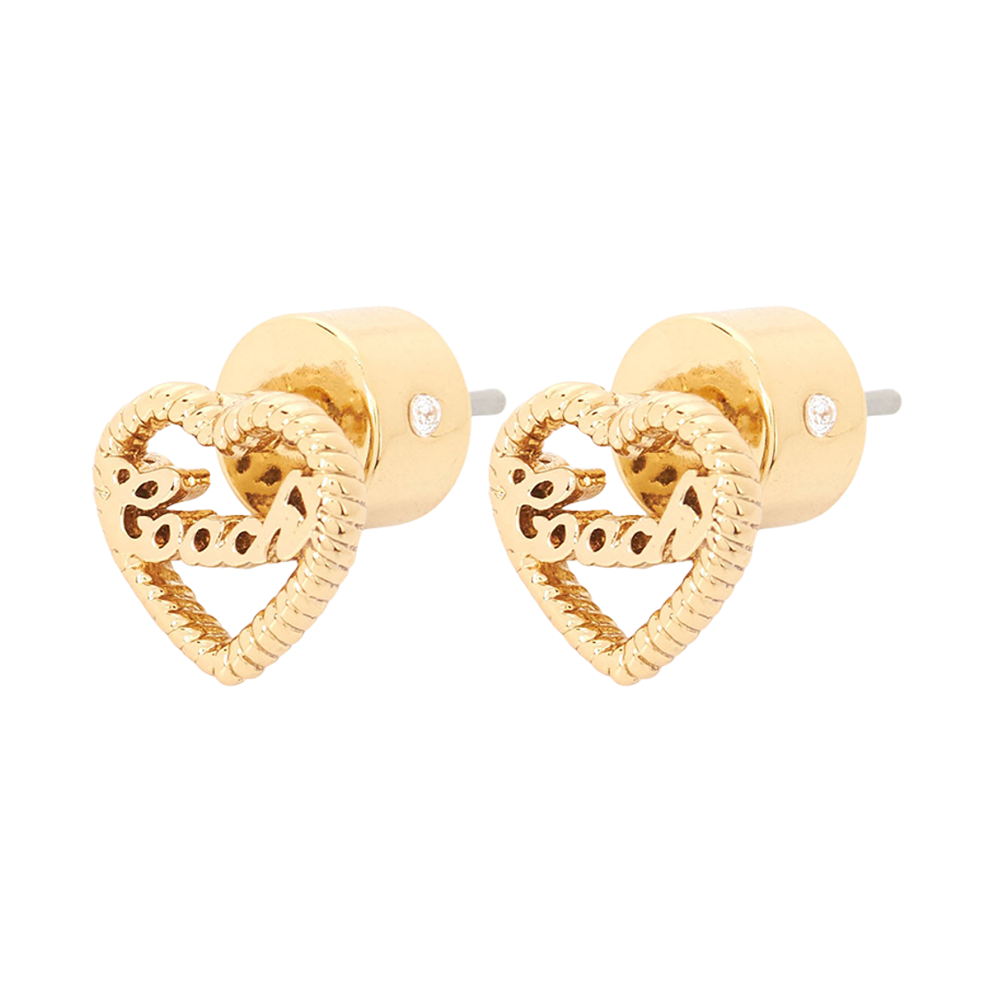 (W) 코치 시그니쳐 하트 스터드 이어링 골드((W) Coach Signature Heart Stud Earrings Gold)