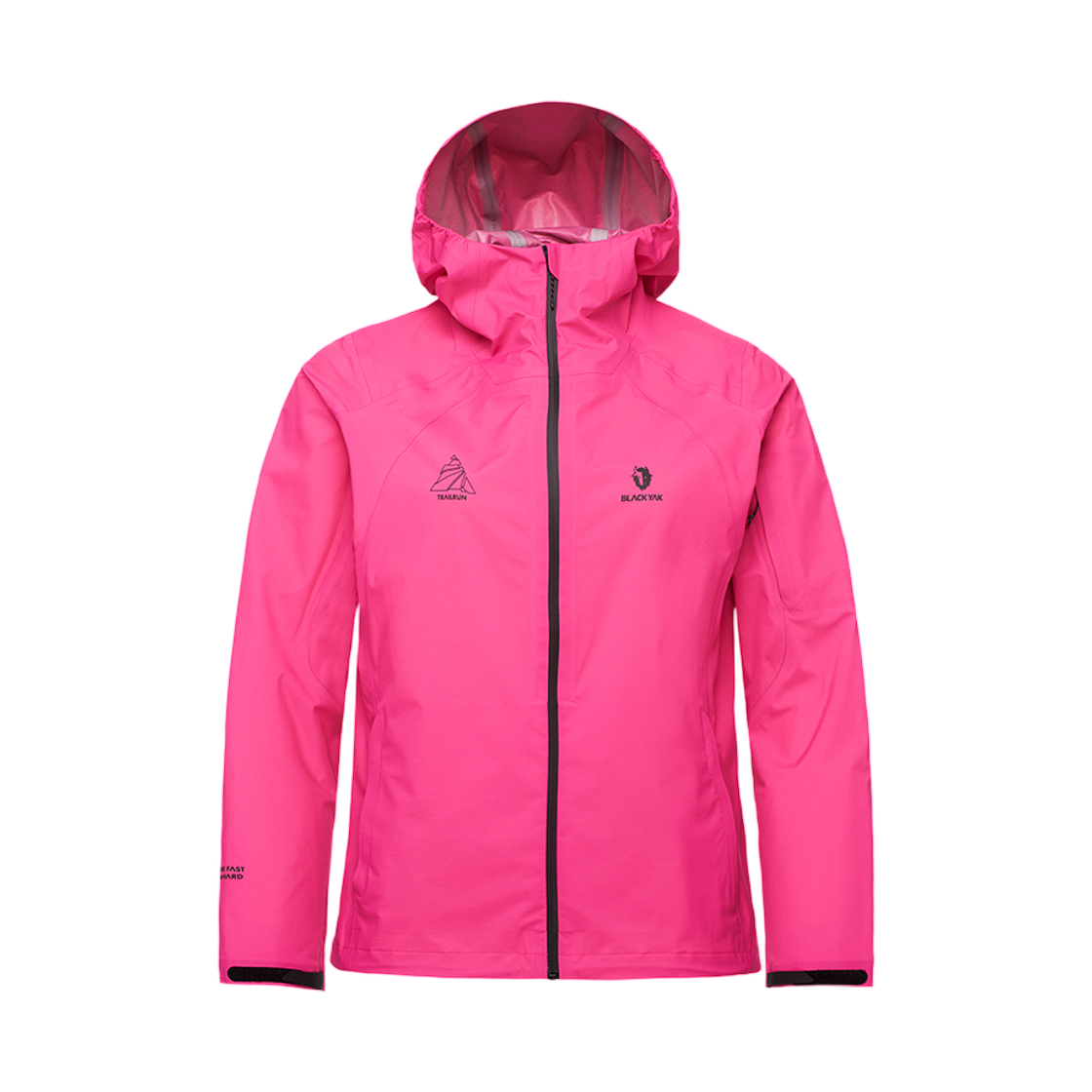 1BYJKFU509NP (W) Black Yak Trail Running 3L Rain Jacket Neon Pink