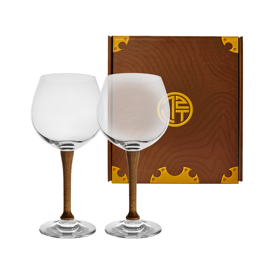그루 크리스탈 와인잔 술잔 고블렛잔 막걸리잔 길(일자형) 와이드 2p 선물세트(Haulshome Gru Crystal Wood Wine Glass Gift Set (Wide Stick))