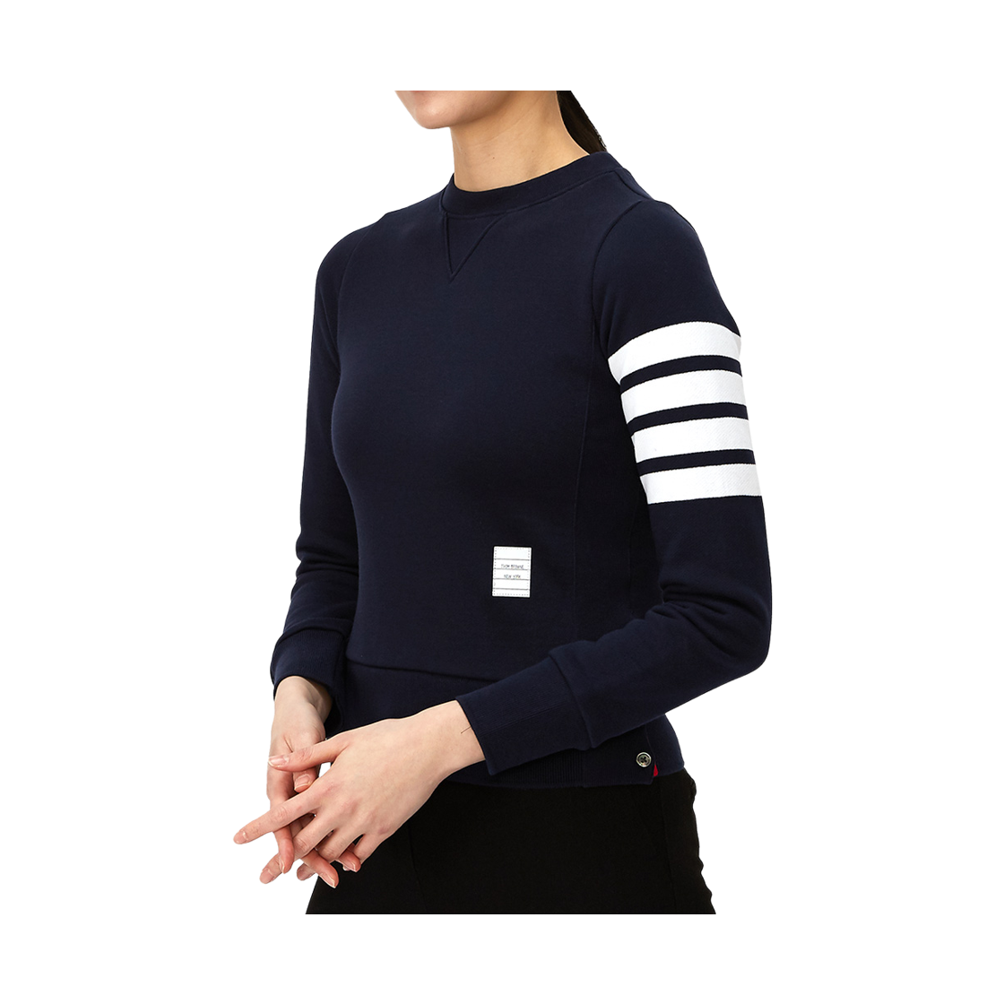 [15% 쿠폰] (W) 톰브라운 루프백 저지 니트 엔지니어드 사선 스트라이프 크루넥 풀오버 네이비([15% 쿠폰] (W) Thom Browne Loopback Jersey Knit Engineered 4-Bar Stripe Crewneck Pullover Navy) - 6