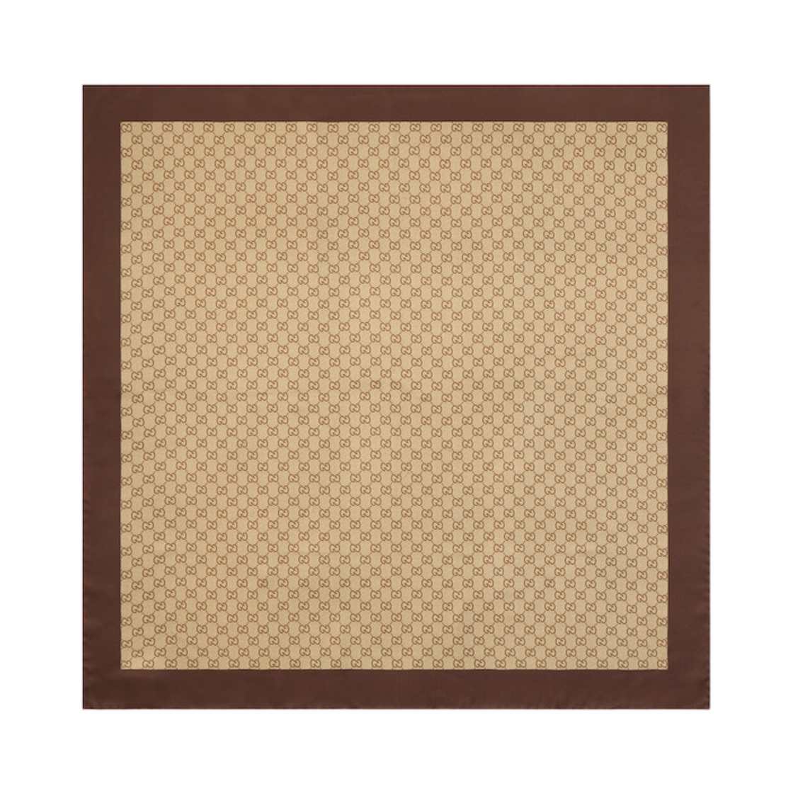 (W) 구찌 프린티드 실크 트윌 까레 브라운 라이트 브라운((W) Gucci Printed Silk Twill Carre Brown Light Brown) - 1