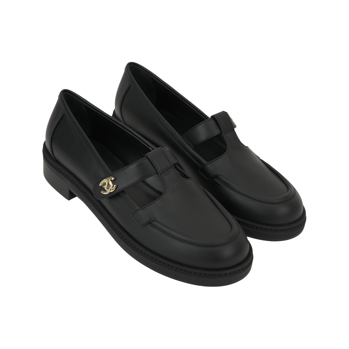 (W) 샤넬 로퍼 카프스킨 & 블랙((W) Chanel Loafers Calfskin & Black) - 4