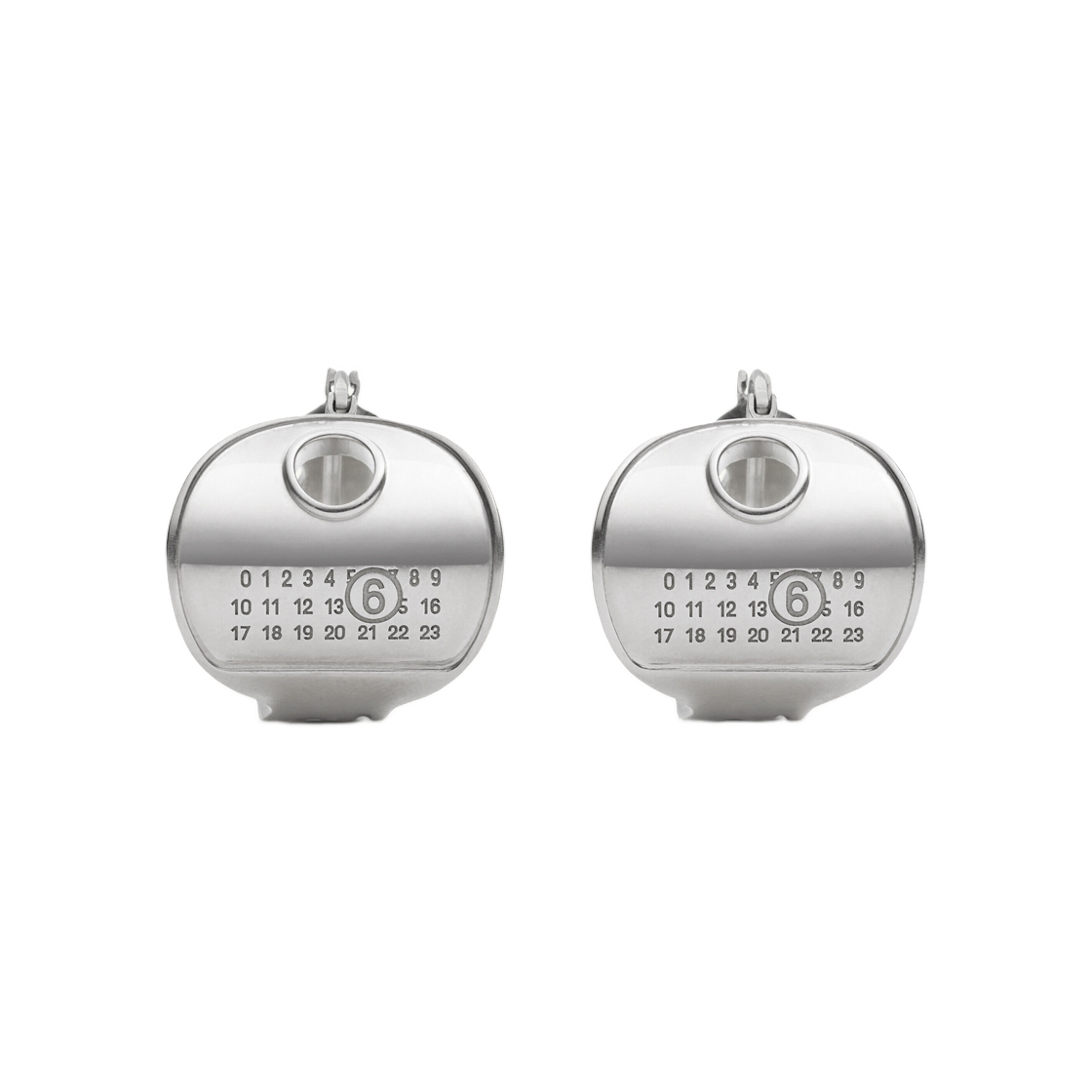 SM6VG0112P7105952 (W) MM6 Maison Margiela Key Earrings Polished Palladio