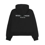 (W) Wooyoungmi Cotton Back Logo Hooded T-Shirt Black - 25FW