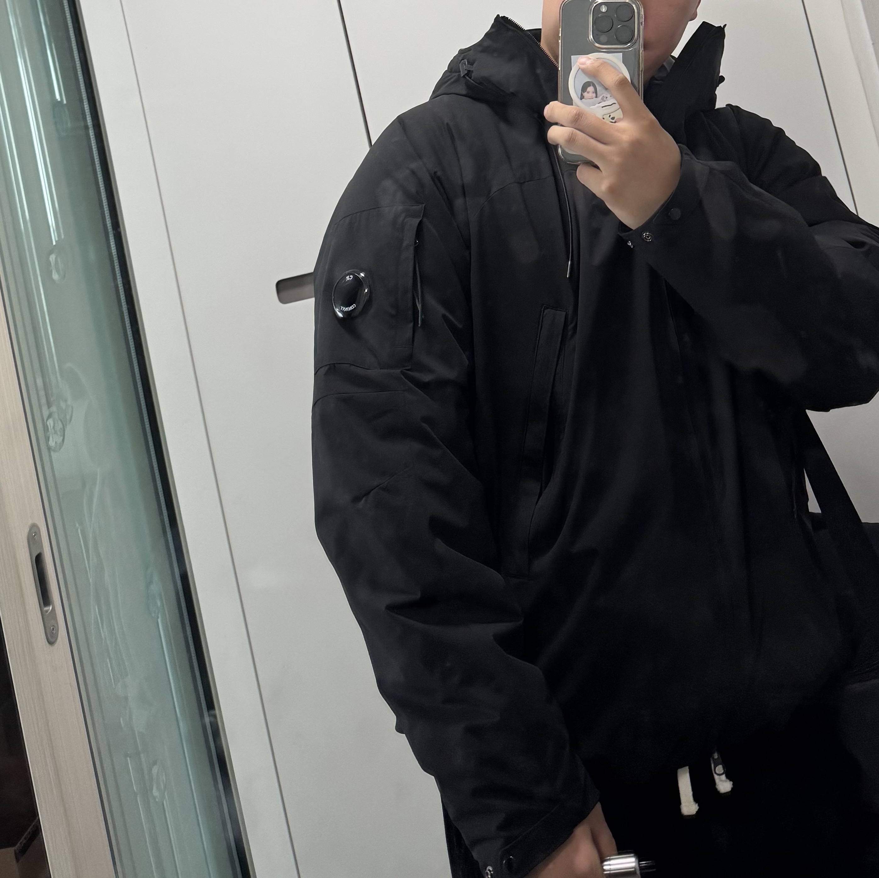 C.P. Company Pro-Tek Hooded Padded Jacket Black - 25FW 착용 스타일 - 2