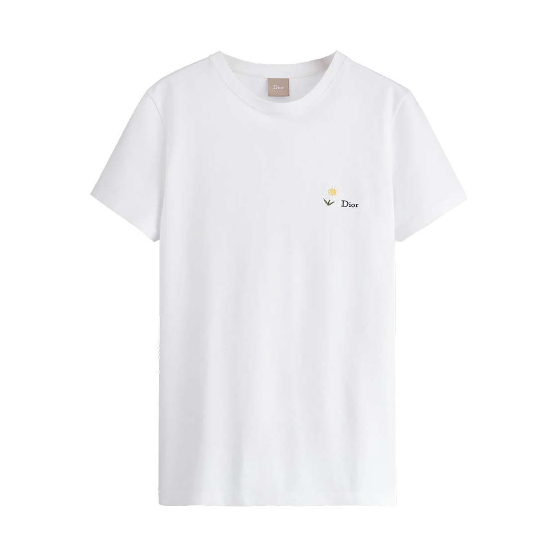 디올 레귤러 핏 데이지 자수 코튼 티셔츠 화이트(Dior Regular Fit Daisy Embroidery Cotton T-Shirt White)