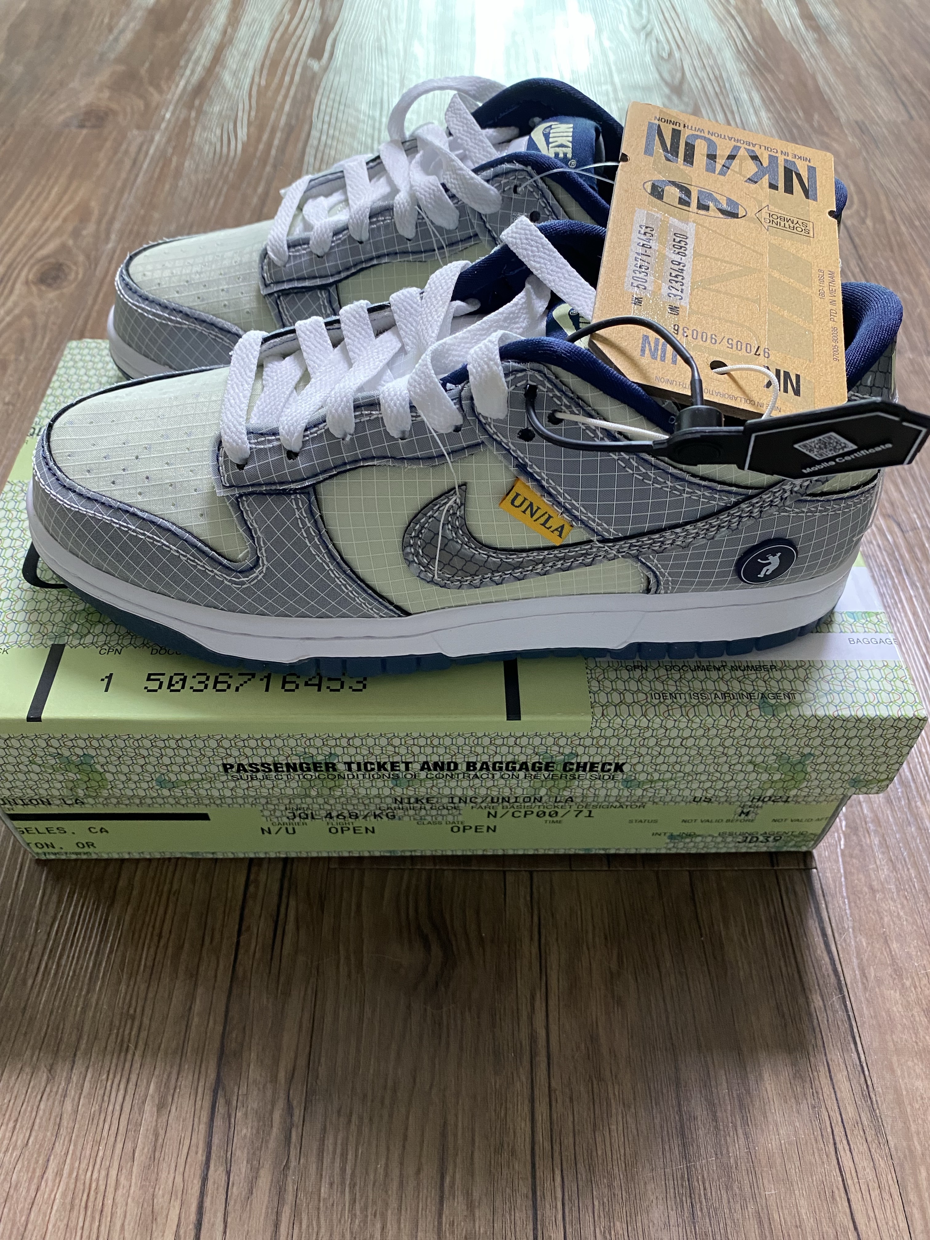 Nike x Union Dunk Low Passport Pack Pistachio 착용 스타일 - 1