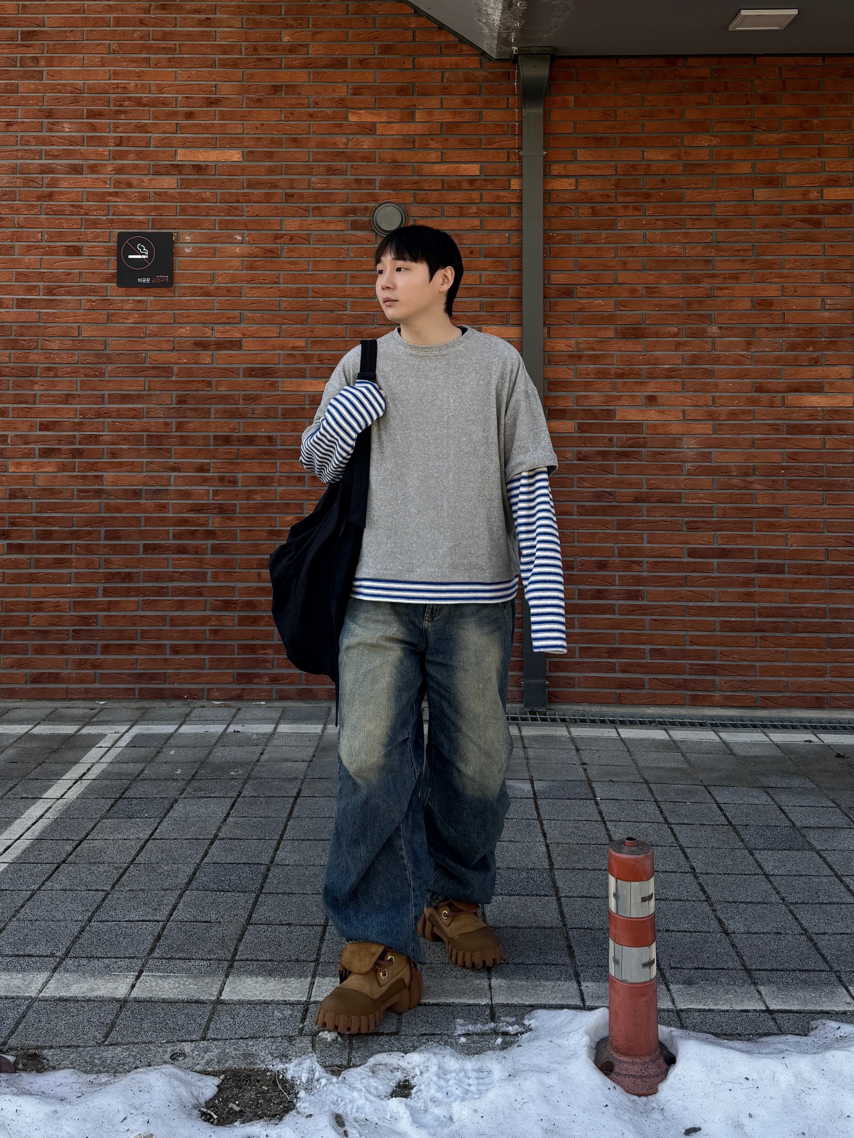 Nonnod Terry Layered T-shirts Grey, Timberland x Humberto Leon 6 Inch Boot Wheat Nubuck - Medium 착용 스타일 - 6
