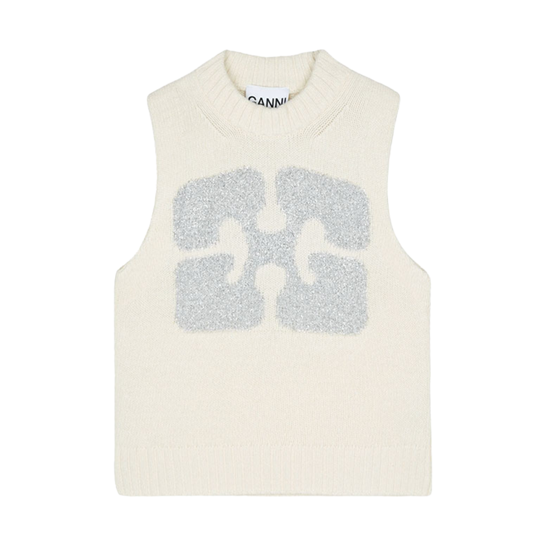 K2252-135 [20% 쿠폰] (W) Ganni White Graphic Wool Mix Vest Egret