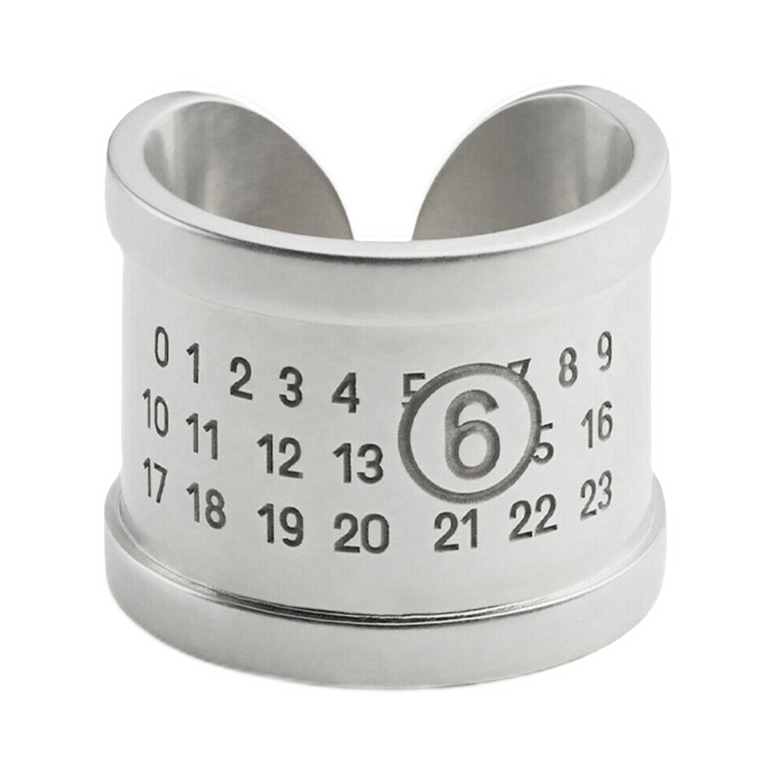 SM7UQ0080P7105952 MM6 Maison Margiela Numeric Cuff Ring Polished Palladio