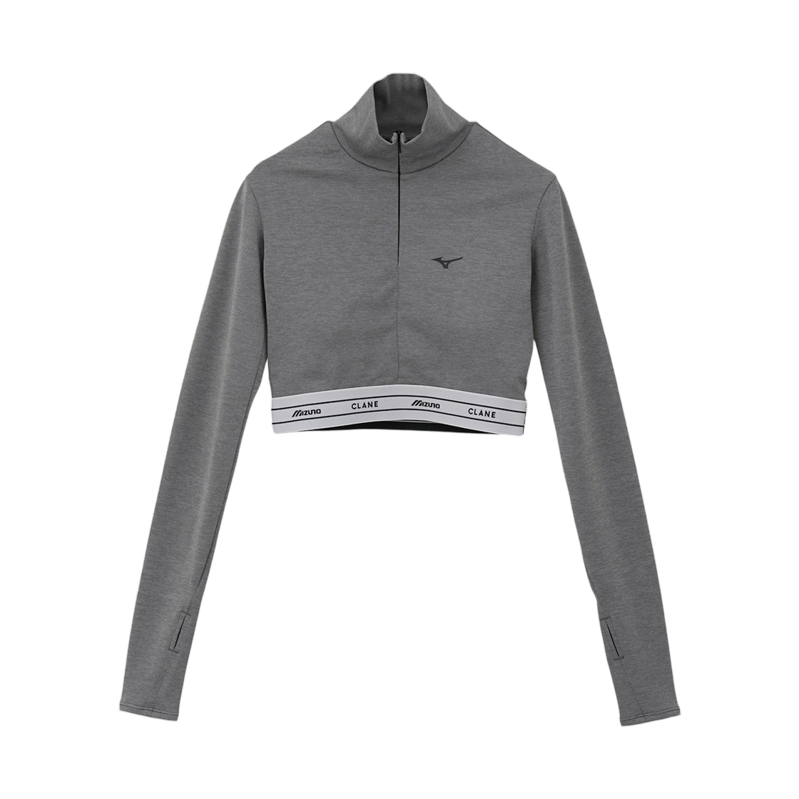 32JJC876 (W) Mizuno x Clane Half Zip Long Sleeve Tops Gray