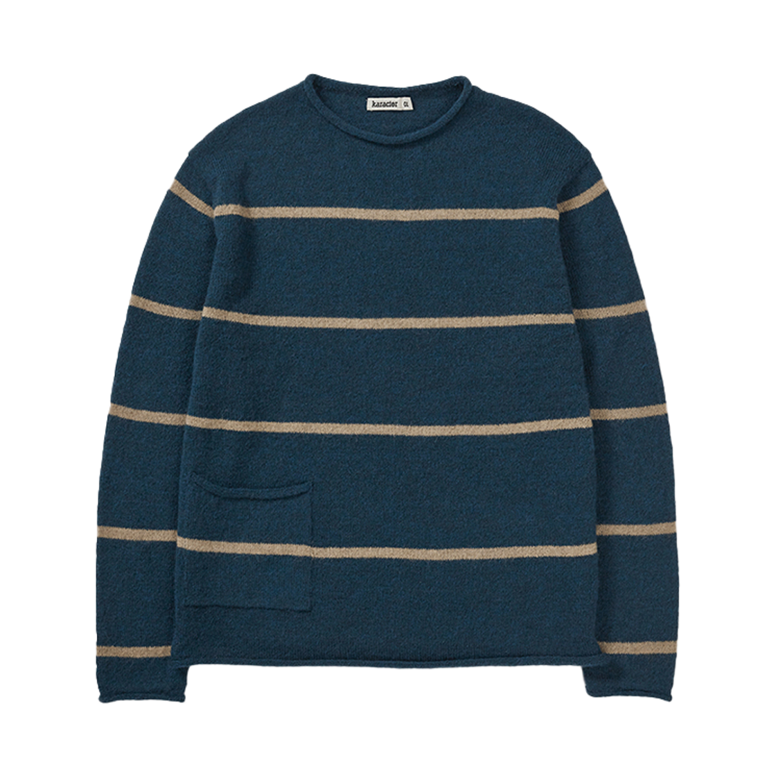 카락터 롤업 스트라이프 포켓 니트 딥 틸(Karactor Roll Up Stripe Pocket Knit Deep Teal)