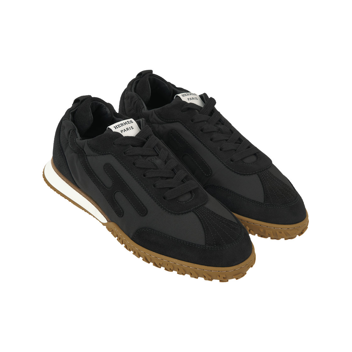 (W) 에르메스 제트 스니커즈 파라슈트 패브릭 스웨이드 고트스킨 & 누아((W) Hermes Jet Sneakers Parachute Fabric Suede Goatskin & Noir) - 4