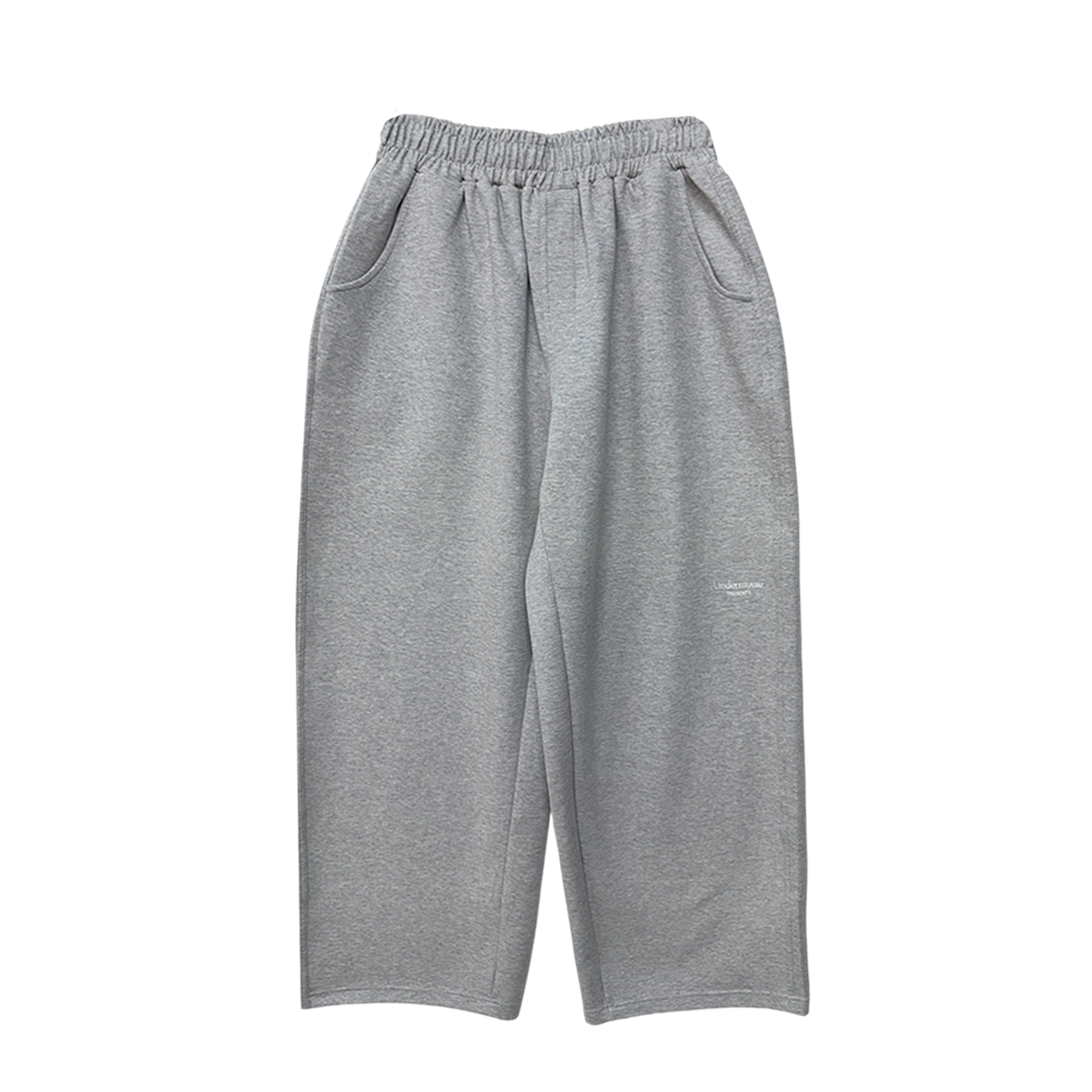 언더마이카 무.163 클래식 로고 배기 핏 스웻 팬츠 멜란지 그레이