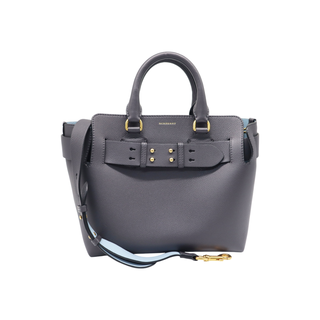 IT53O7AAWMB4 Burberry Charcoal Blue Two-Tone Leather Studded Belt Bag - Small 2-Way