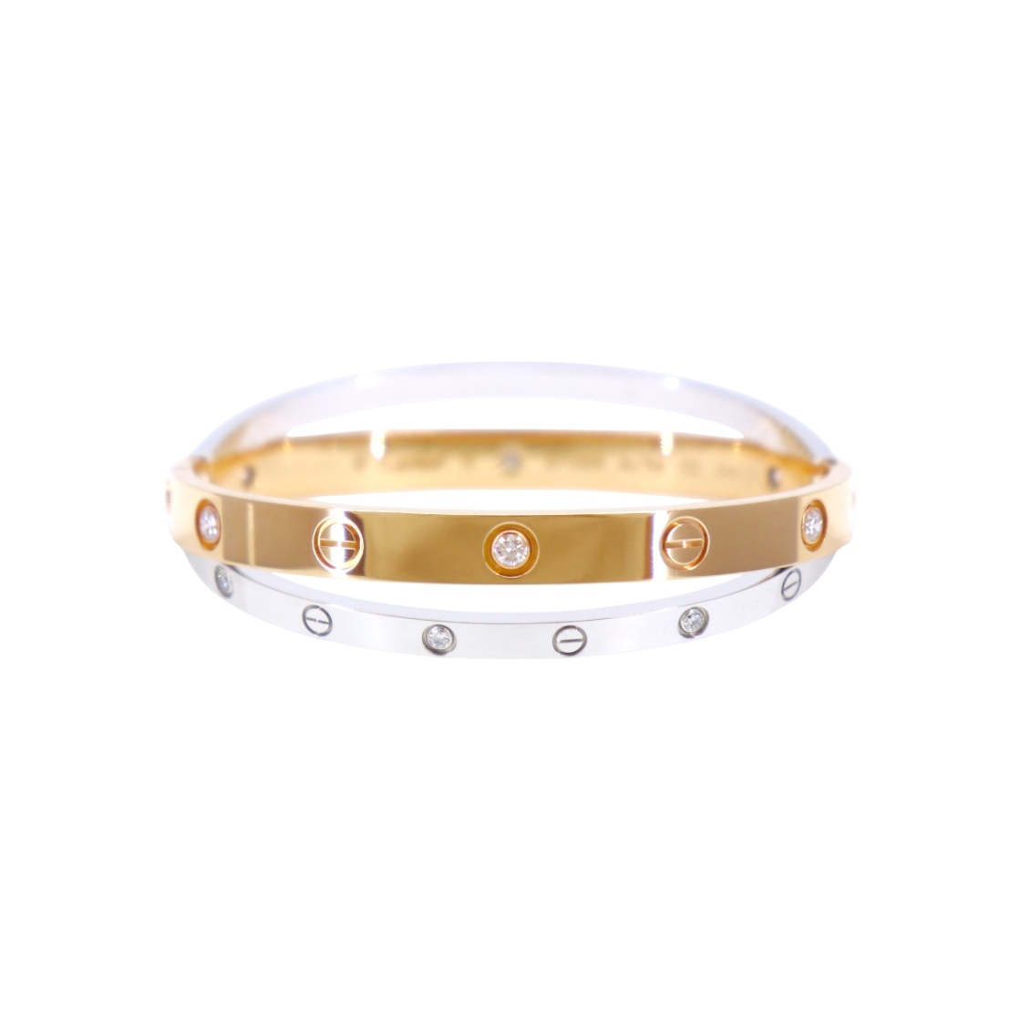 까르띠에 러브팔찌 12P 핑크골드 화이트골드 16호(Cartier Love Bracelet 12P Pink Gold & White Gold Size 16)