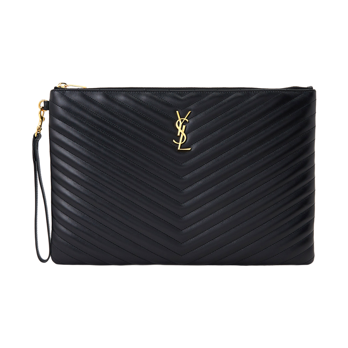 [25% 쿠폰] 생로랑 마틀라세 레더 골드 모노그램 도큐먼트 홀더 블랙([25% 쿠폰] Saint Laurent Gold Monogram Document Holder in Matelasse Leather Black) - 2