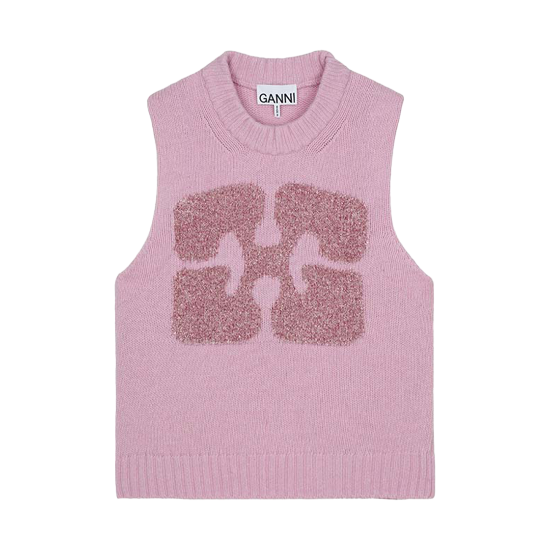 K2217-392 [20% 쿠폰] (W) Ganni Pink Graphic Wool Mix Vest Fragrant Lilac