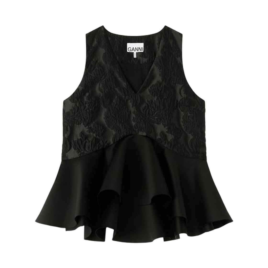 (W) 가니 블라우스 블랙((W) Ganni Blouse Black) - 1
