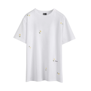Dior Casual Fit Daisy Embroidery Cotton T-Shirt White