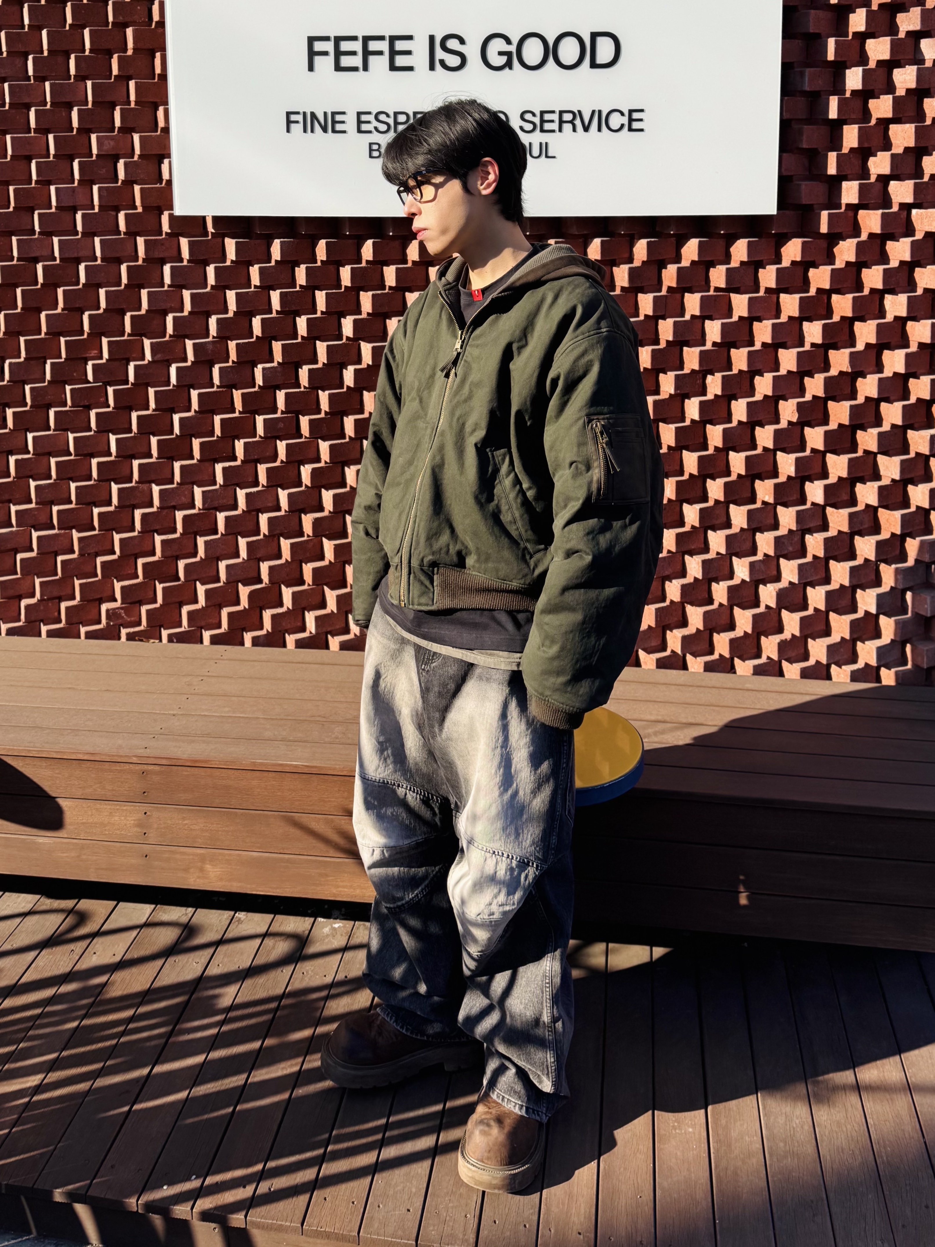 MJD 3D Knee Denim Pants Black, SOULESURES BOLD BELUGA Espresso Brown 착용 스타일 - 3