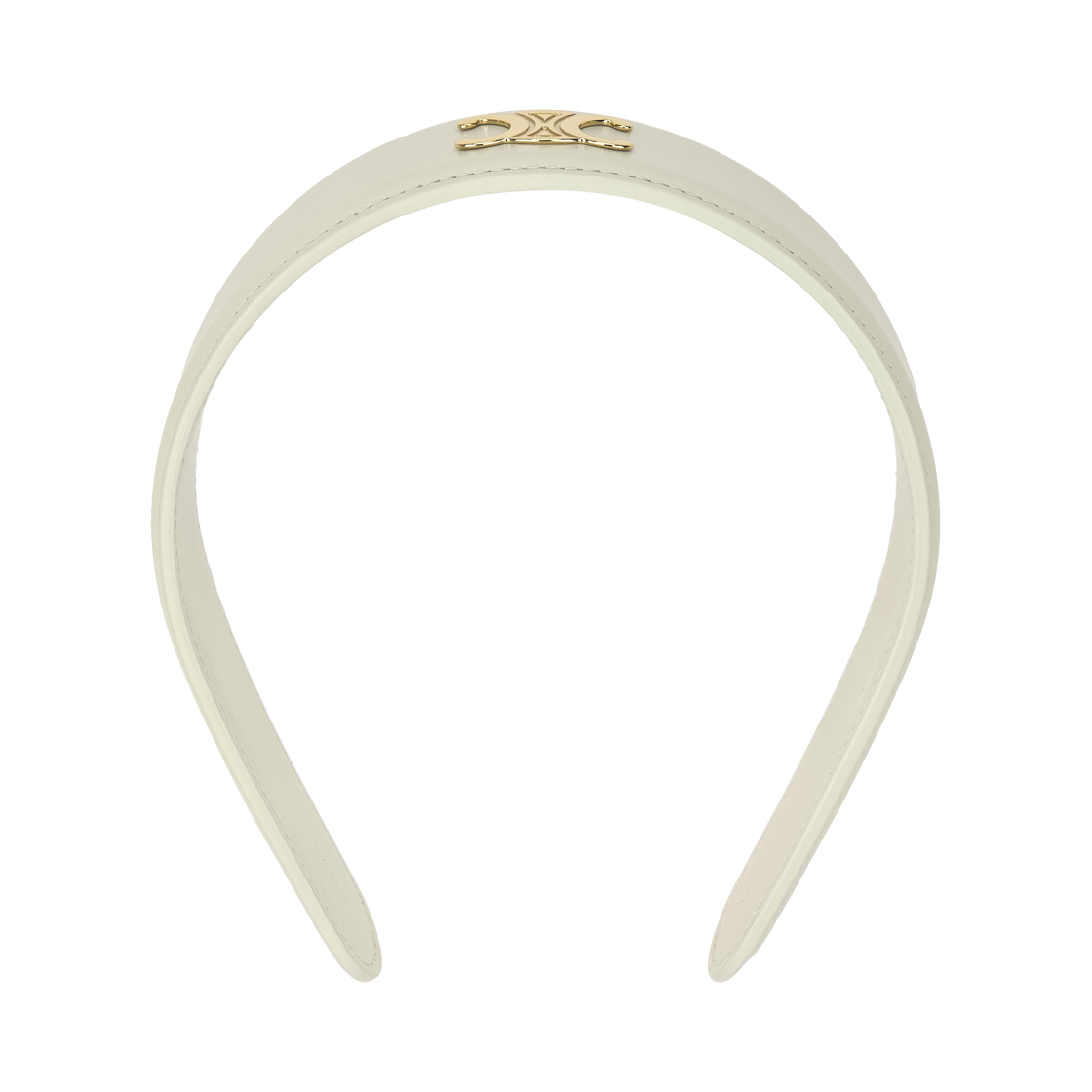 (W) 셀린느 헤드밴드 카프스킨 앤 브래스 골드 피니쉬 에크루 골드((W) Celine Headband in Calfskin and Brass with Gold Finish Ecru Gold) - 1