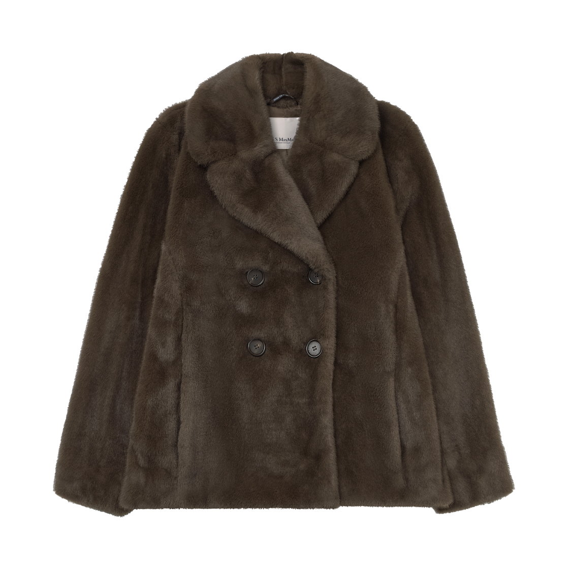 Laura-001 (W) S Max Mara Laura Double-Breasted Jacket with Fluffy Texture Brown