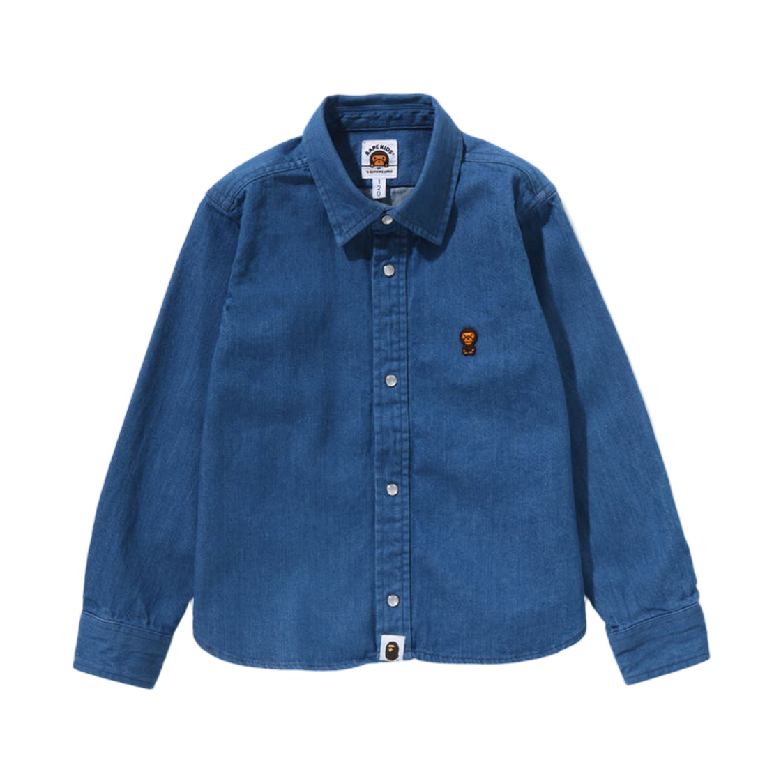 (키즈) 베이프 베이비 마일로 8온즈 데님 셔츠 인디고((Kids) BAPE Baby Milo 8 oz. Denim Shirt Indigo)