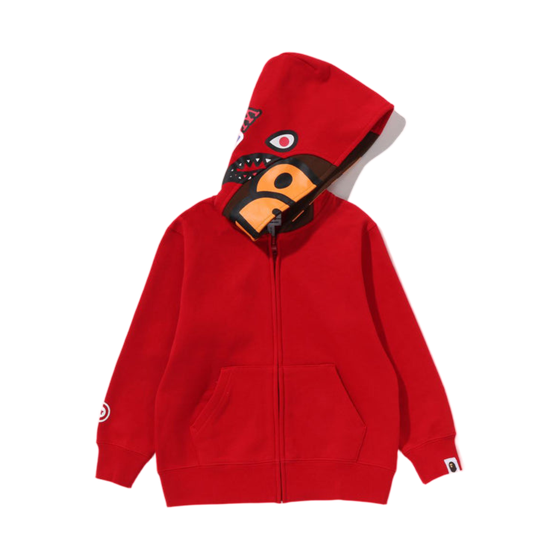 (키즈) 베이프 마일로 샤크 집 후드 레드((Kids) BAPE Milo Shark Zip Hoodie Red) - 1