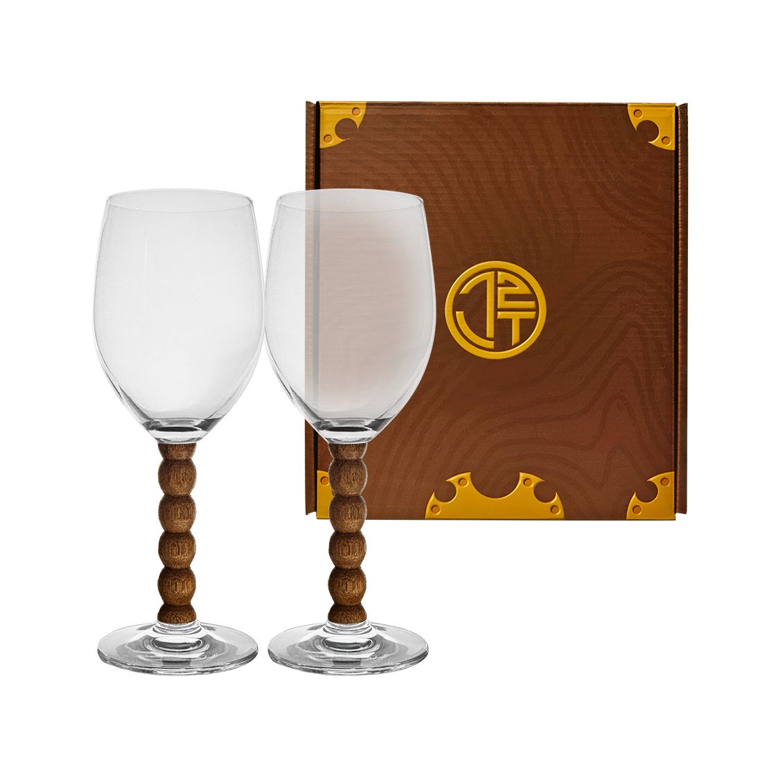 그루 크리스탈 와인잔 술잔 고블렛잔 막걸리잔 운(구슬형) 슬림 2p 선물세트(Haulshome Gru Crystal Wood Wine Glass Gift Set (Slim Pearl)) - 1