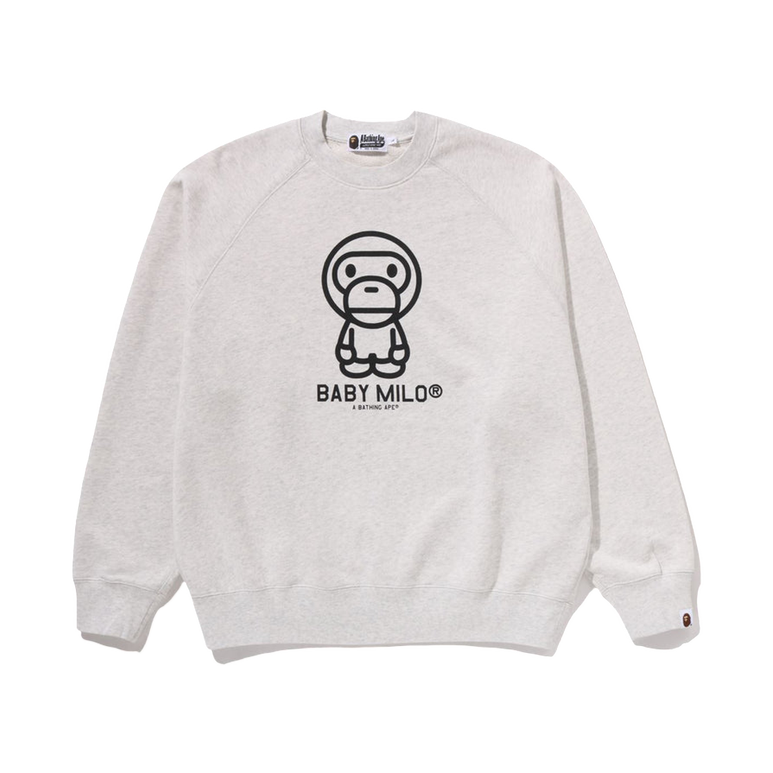 - BAPE Heavy Wash Baby Milo Relaxed Fit Crewneck Sweatshirt Gray