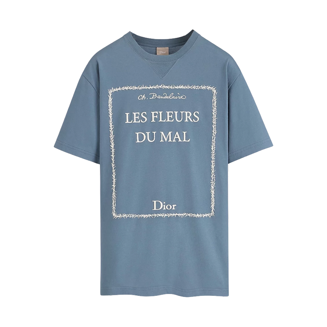 디올 릴렉스드 핏 북 커버 자수 티셔츠 블루 화이트(Dior Relaxed Fir T-Shirt with Book Cover Embroidery Blue White)