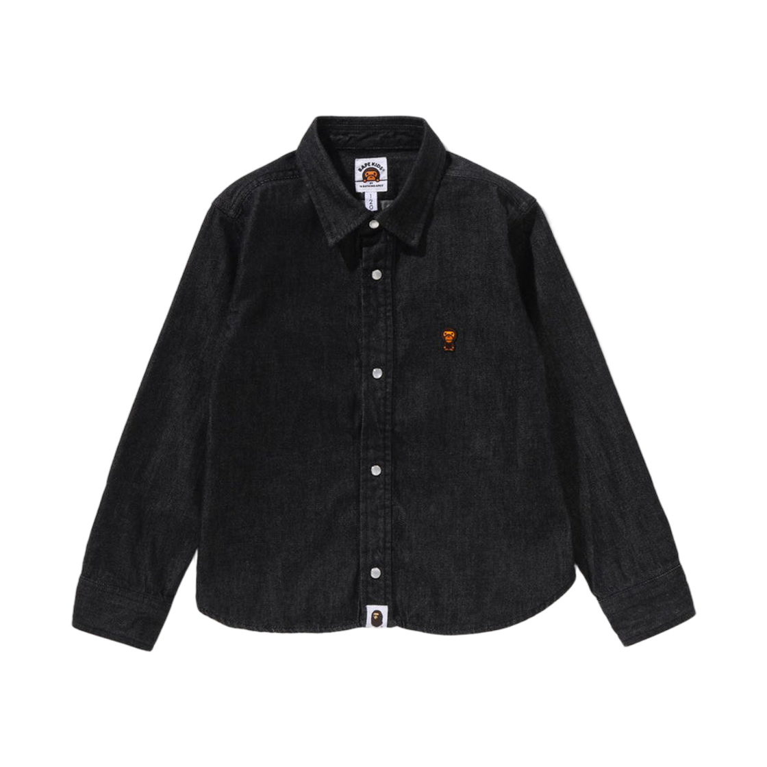 (키즈) 베이프 베이비 마일로 8온즈 데님 셔츠 블랙((Kids) BAPE Baby Milo 8 oz. Denim Shirt Black)