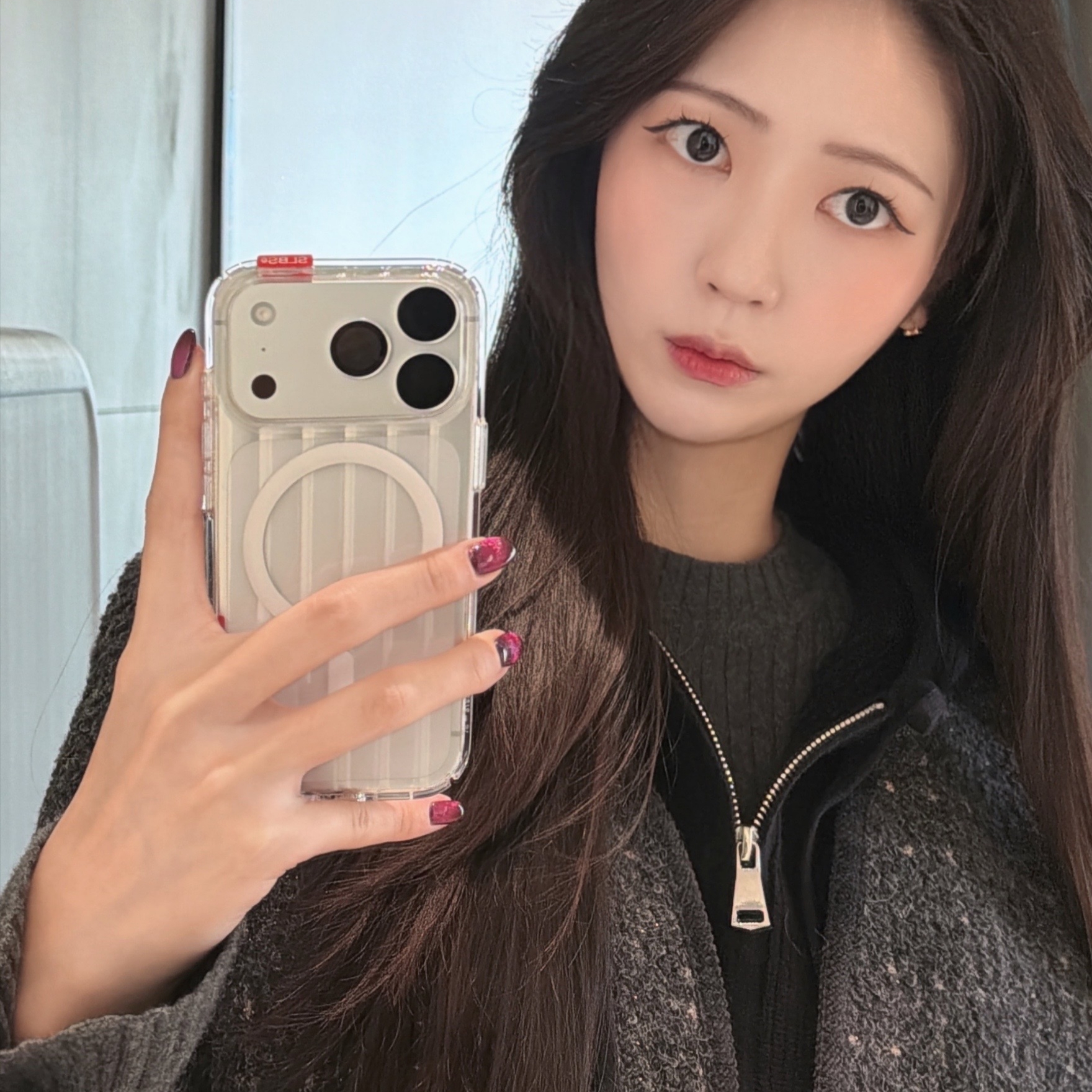 SLBS PRSM Clear Magnet Case for iPhone17 Series, Apple iPhone 17 Pro 256GB Silver 착용 스타일 - 1